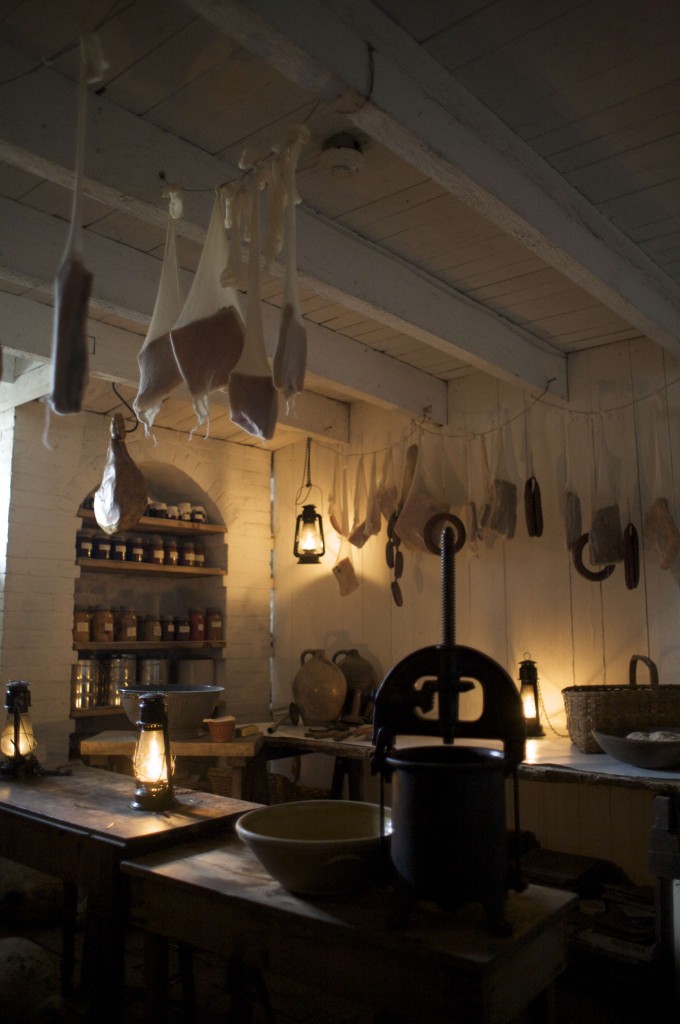 Preserved meat and canned goods in Firestone Farm cellar