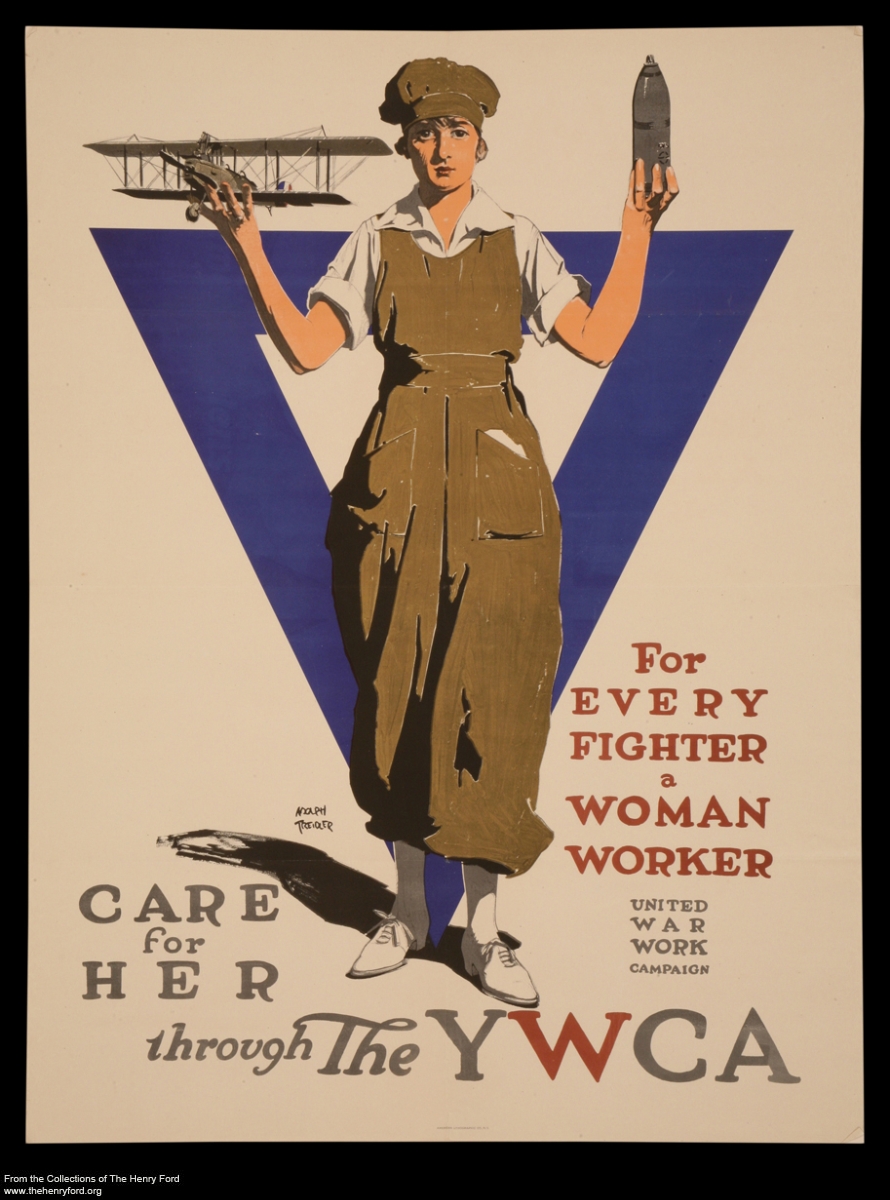 World War I Poster, "For Every Fighter, a Woman Worker," circa 1918