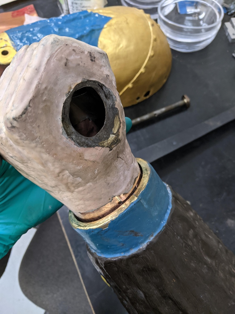 Painted hand- and wrist-shaped object