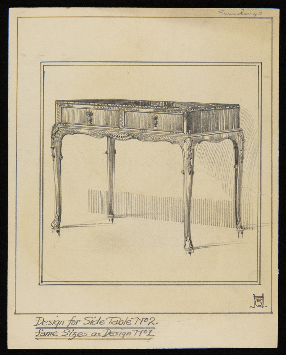 Drawing of a wooden side table