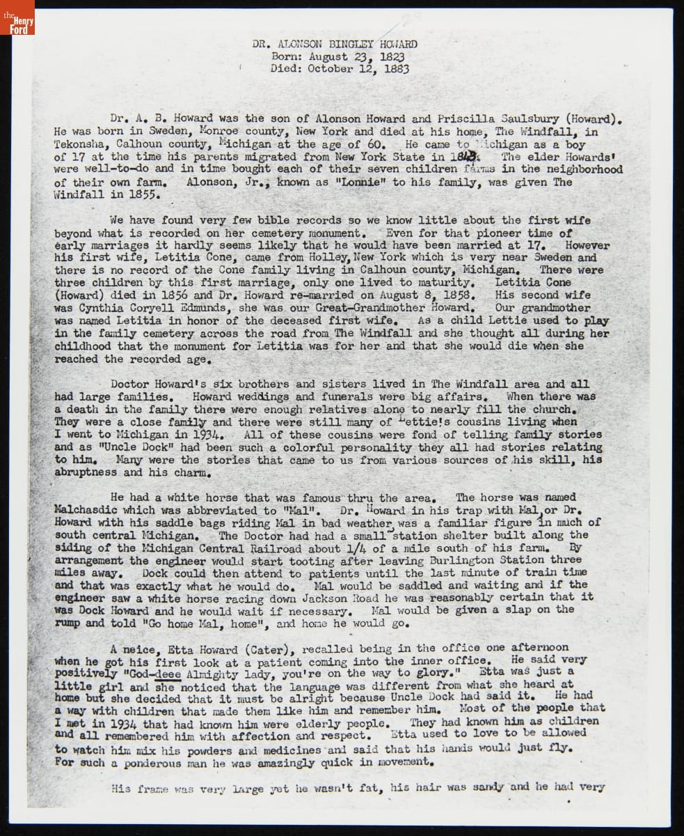 Typewritten page of text