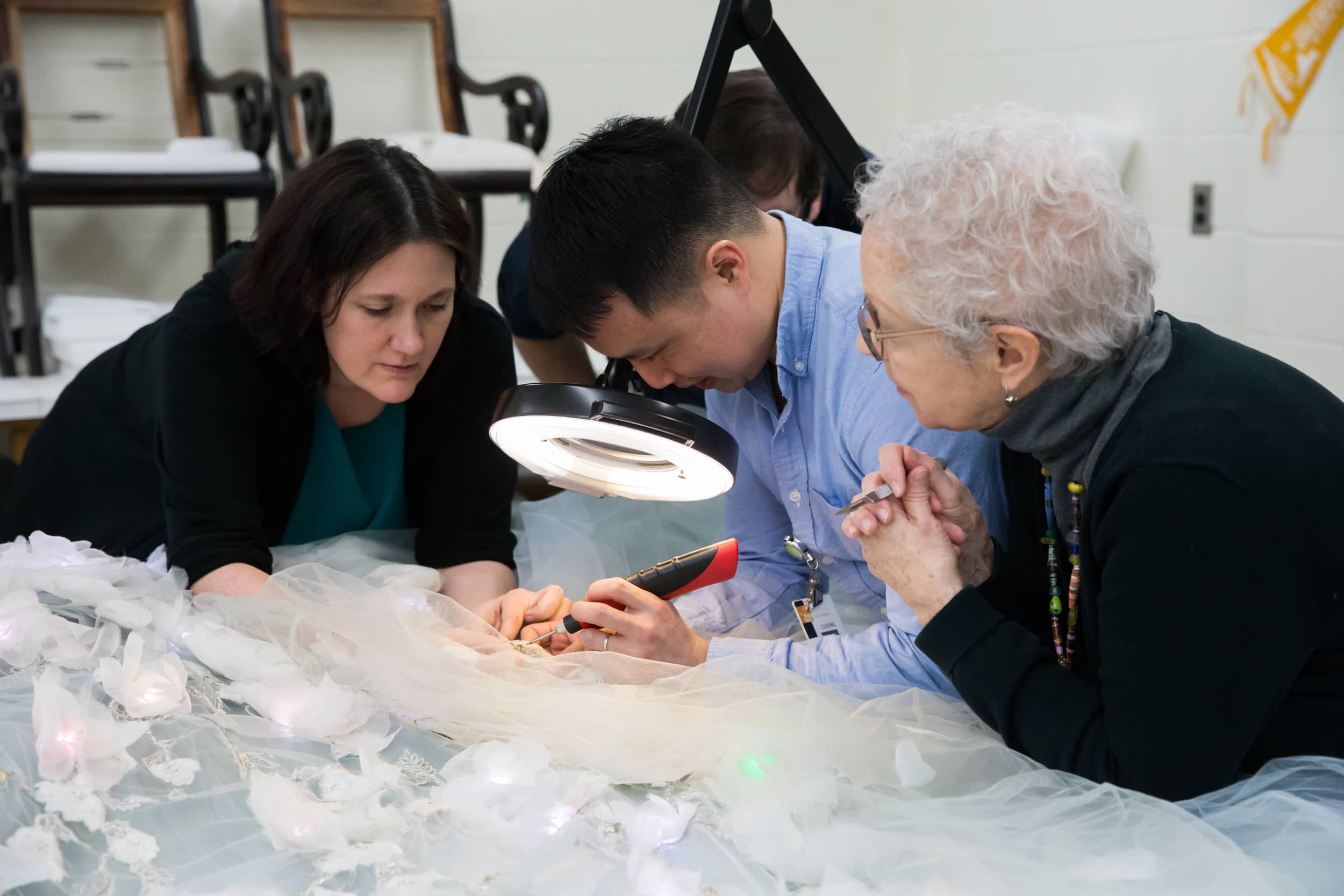 IBM team and The Henry Ford Conservation Staff put final touches on cognitive dress _KMSPhotography IBM team and The Henry Ford Conservation Staff put final touches on cognitive dress _KMSPhotography