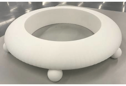 GIF rotating through several images of 3D-printed circular lamp base