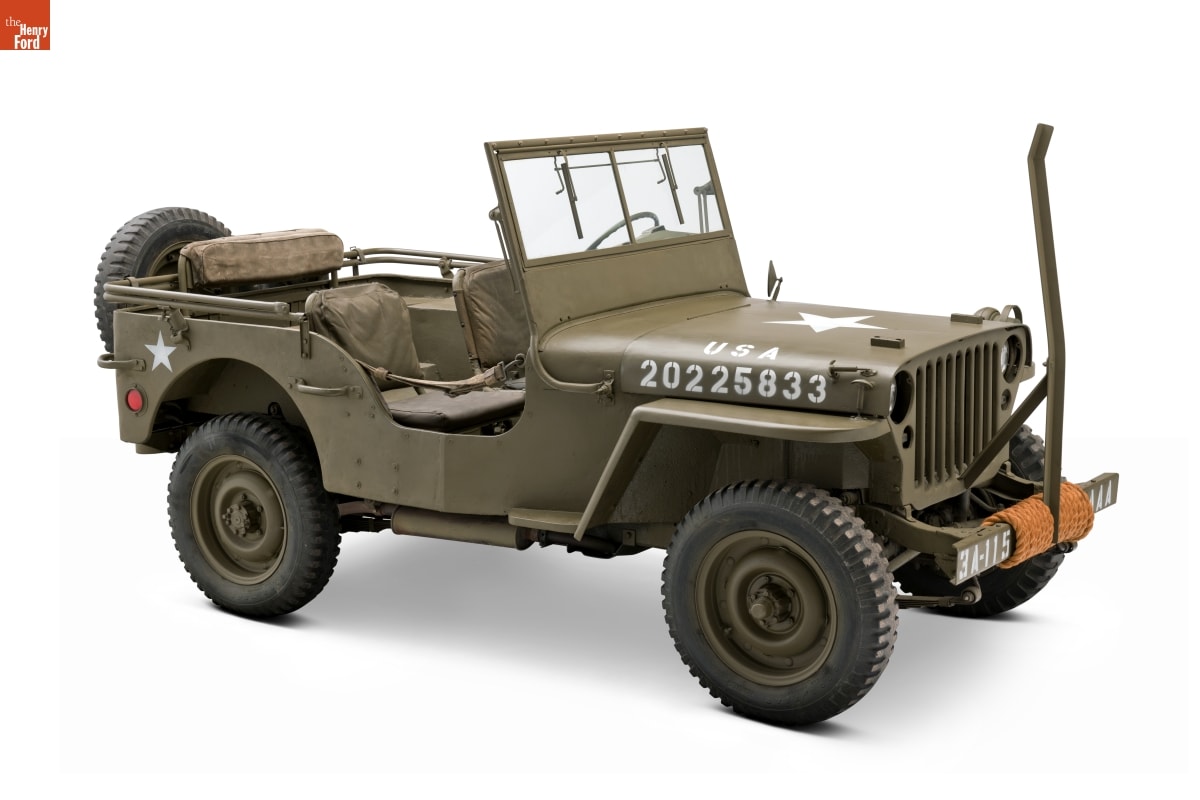 Drab-green military jeep