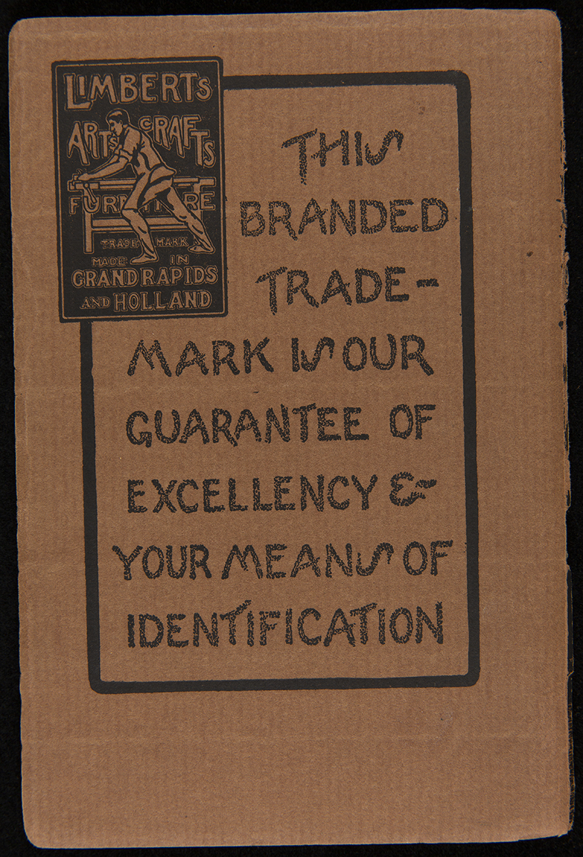 Limberts Holland Dutch Arts and Crafts Furniture, circa 1910 / back Page with text and small image of furniture craftsman at top left