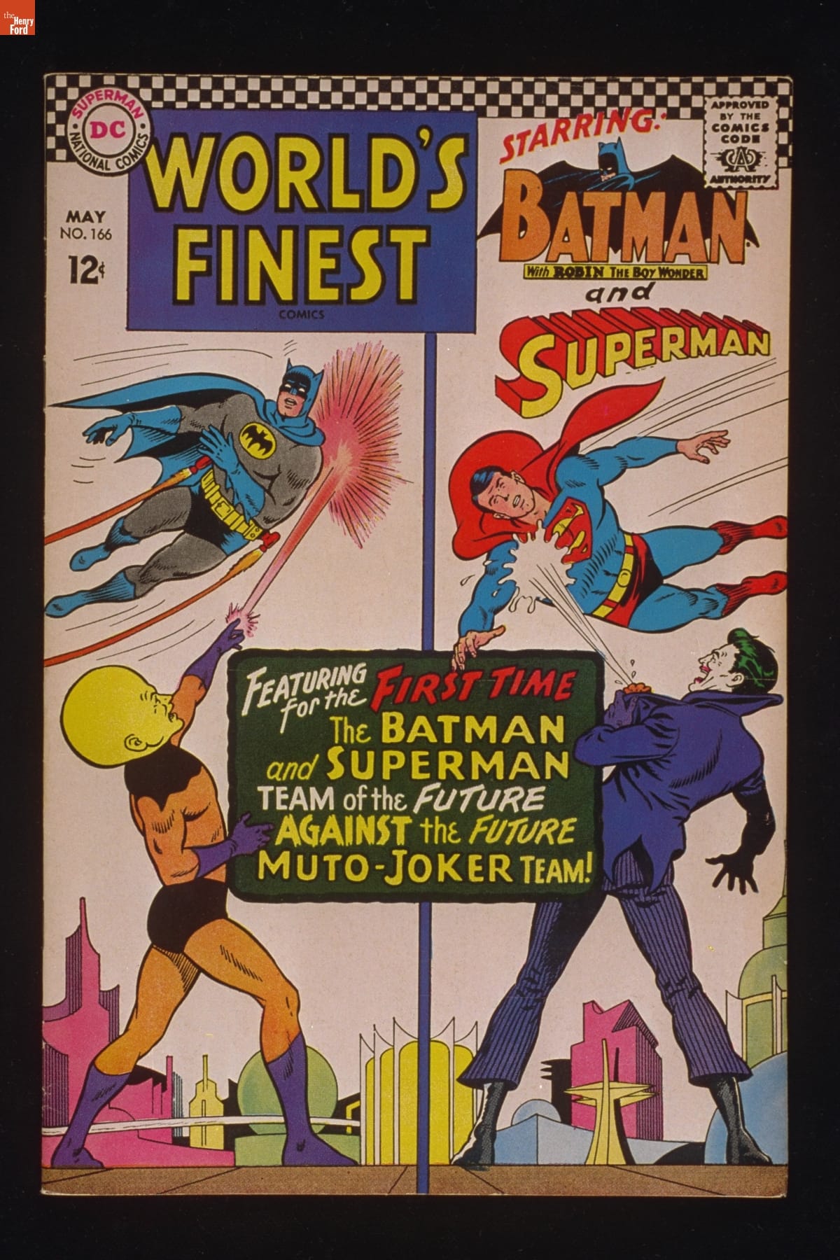 Illustration divided down the center with a dark line showing two comic book characters fighting on each side of the line, with text