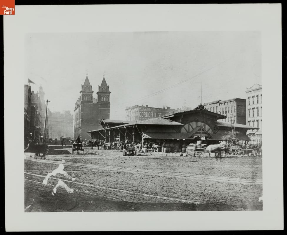Vegetable Building at Detroit Central Farmers Market, circa 1888.