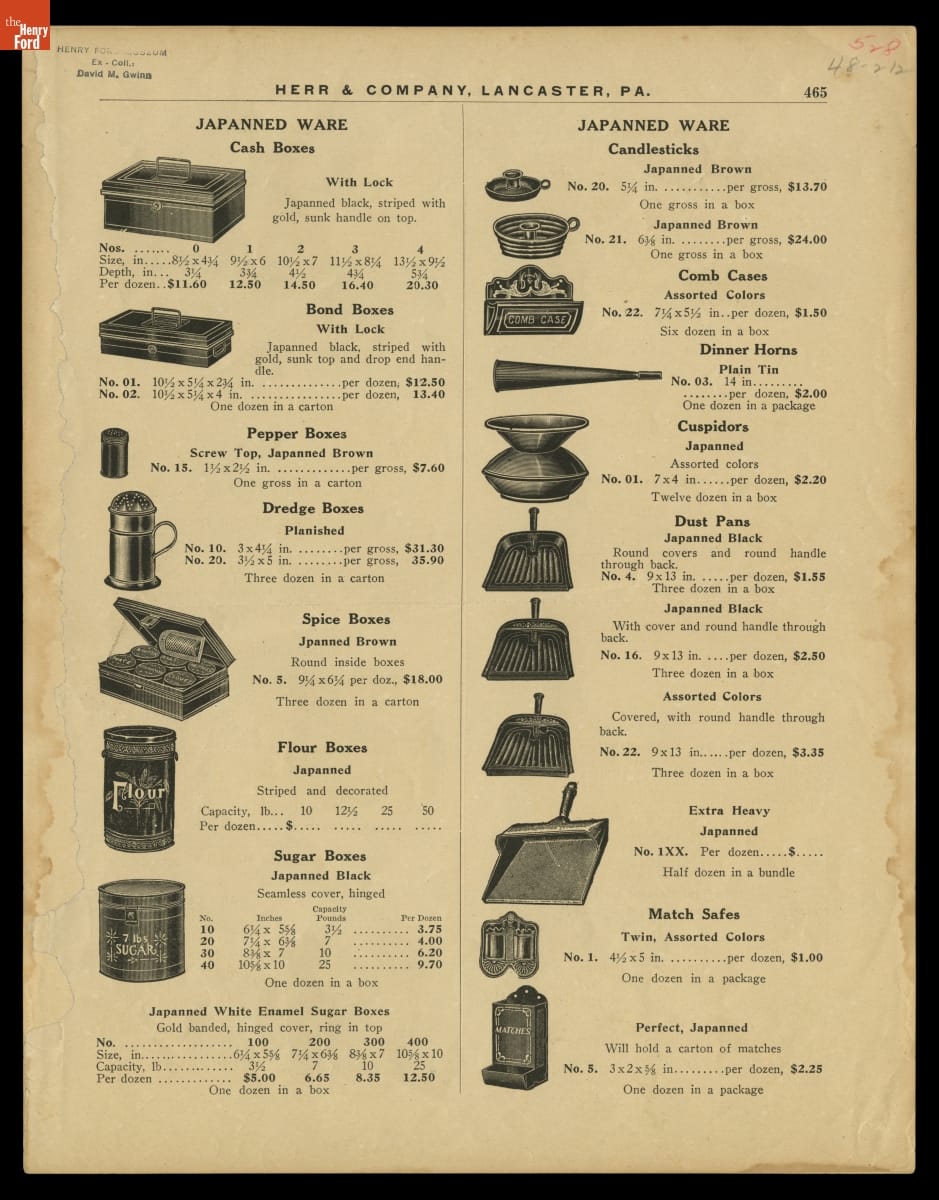 Page of a trade catalog depicting tools for purchase