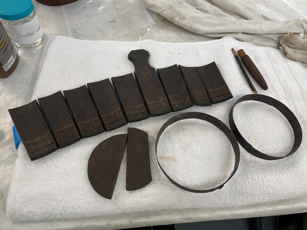 Early American wood piggin pre cleaning