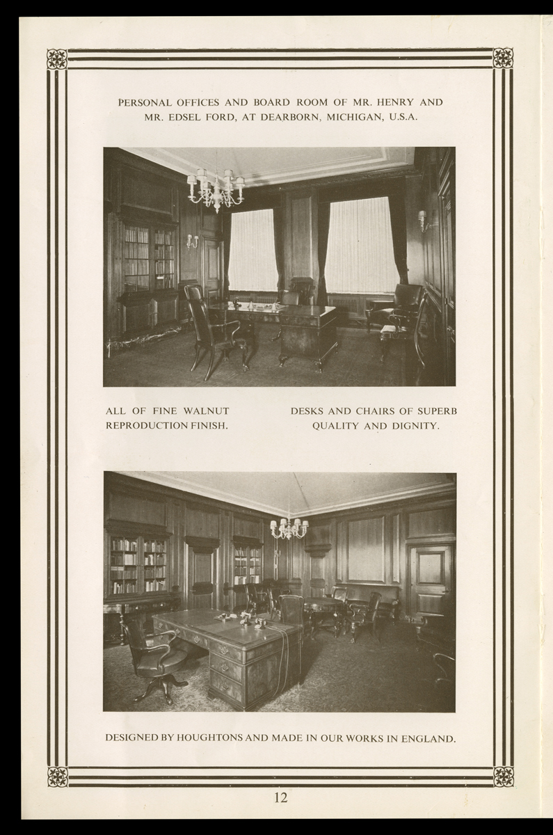 Page with text and two photos of office interiors