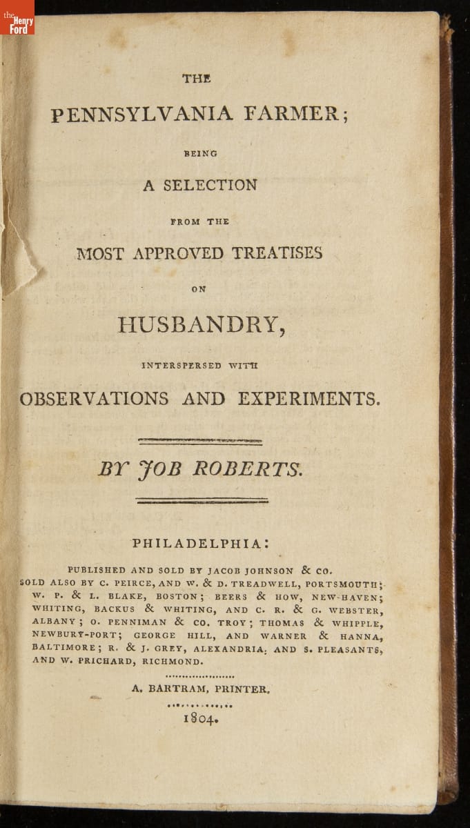 The Pennsylvania Farmer, 1804 / title page Page with text