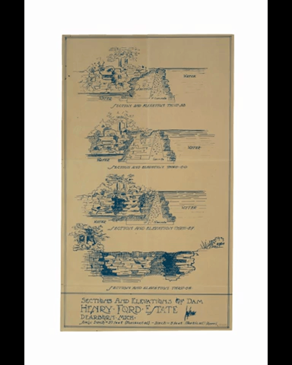 Jens Jensen Fair Lane Landscape Architecture Drawings GIF cycling through a number of blueprints