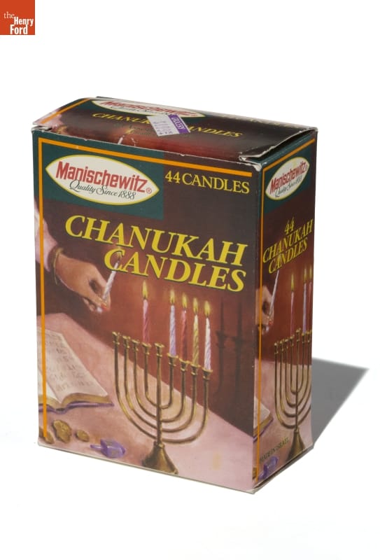 Chanukah Candles, 1990-2010 Box with image of hand lighting candles on a menorah, plus text