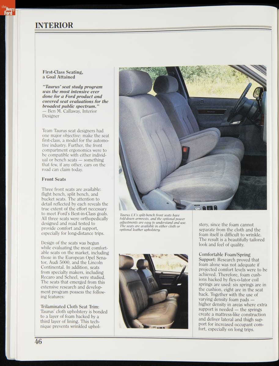 Page with text and two images of front car seats