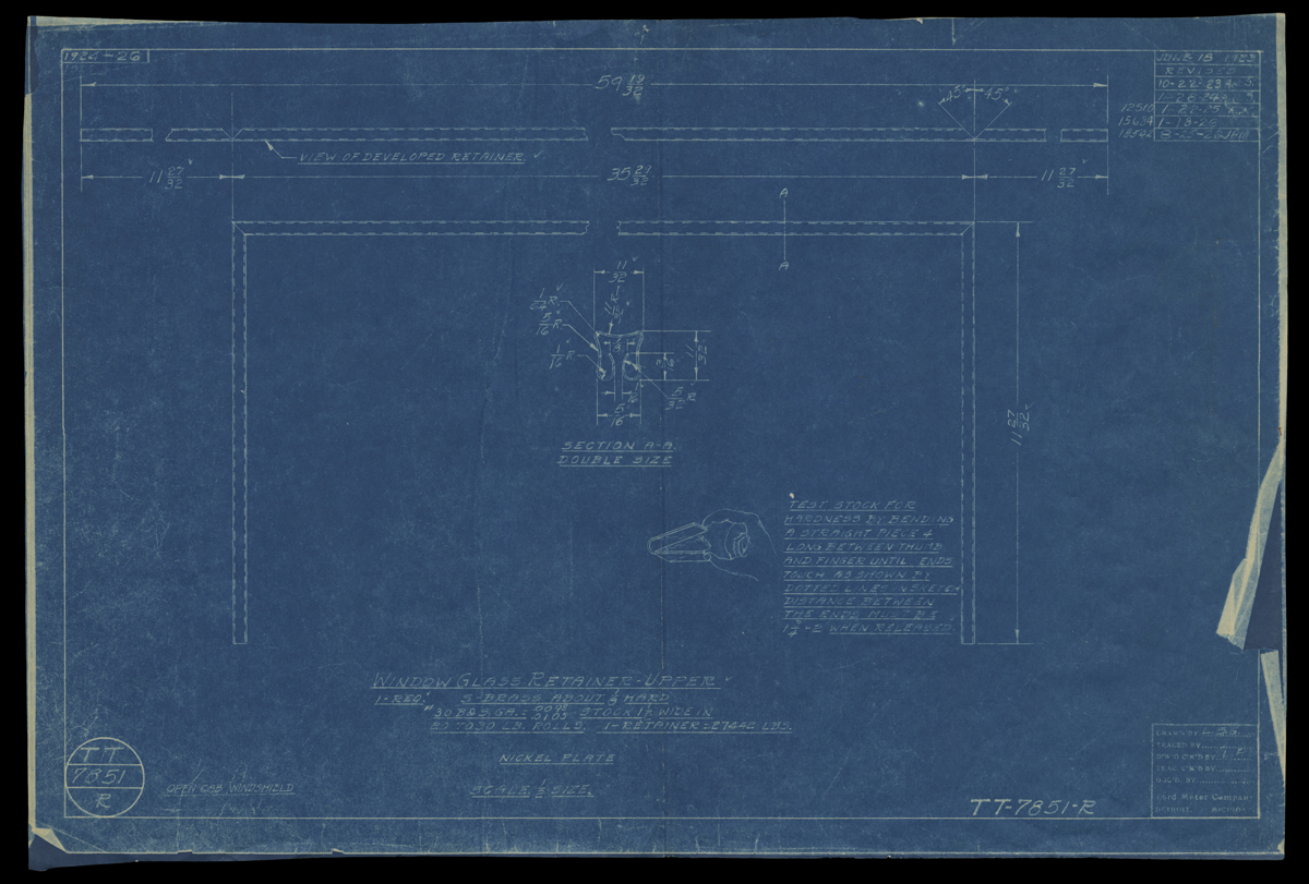Blueprint with blue background containing line drawings with notations and text