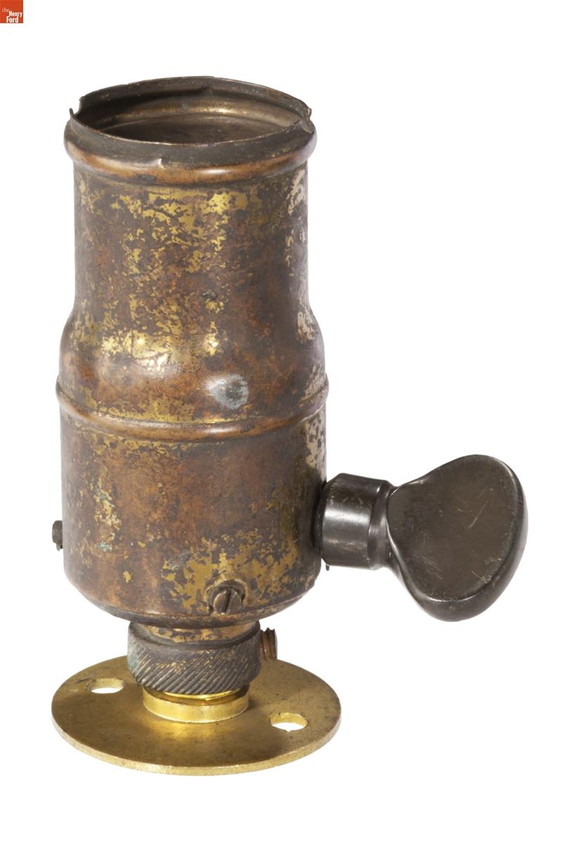Key Socket, circa 1885 Brass cylinder with turnkey on side