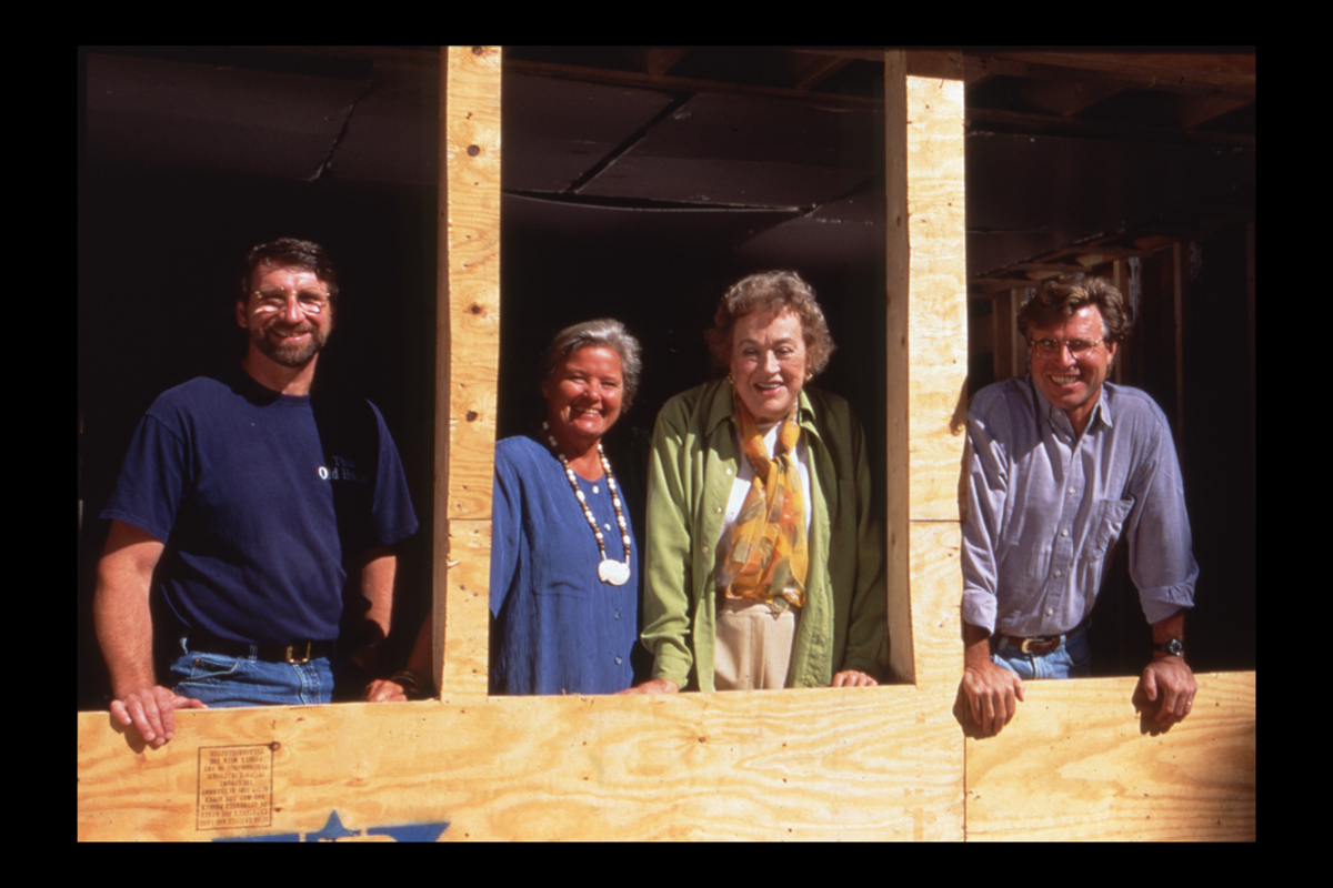 Norm Abram, Marian Morash, Julia Child, and Steve Thomas in Promotional Image for This Old House: Milton 1998 Norm Abram, Marian Morash, Julia Child, and Steve Thomas in Promotional Image for This Old House: Milton 1998