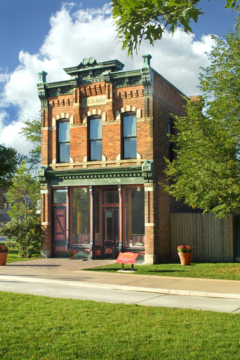 Grimm Jewelry Store Two-story brick building with many decorative elements