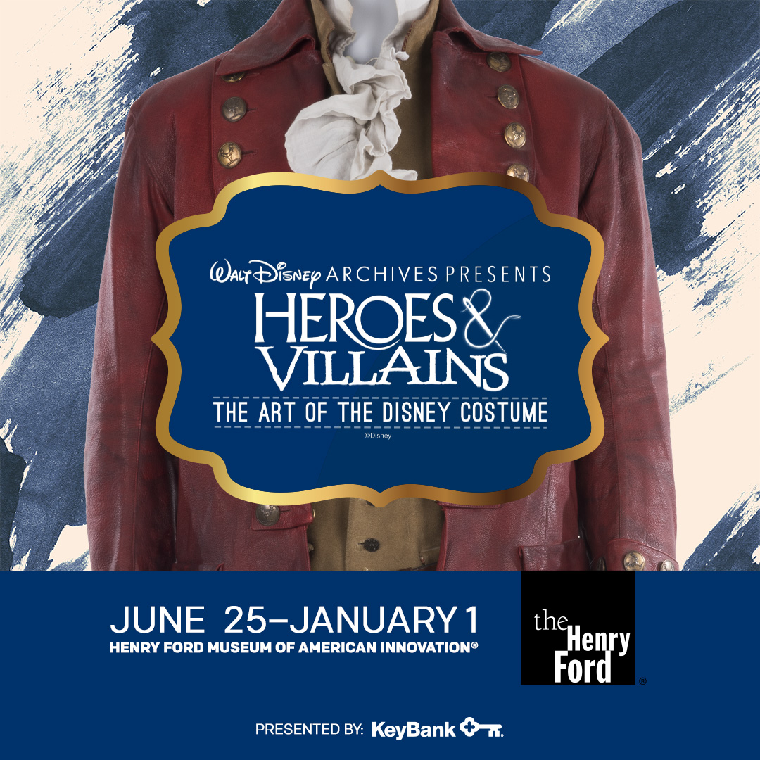 Graphic with a close-up of a brown coat with cravat; also contains text