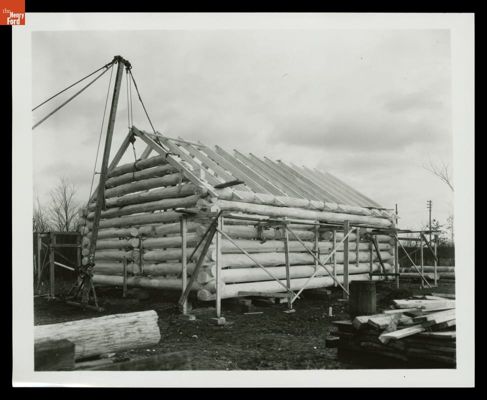Log cabin under construction