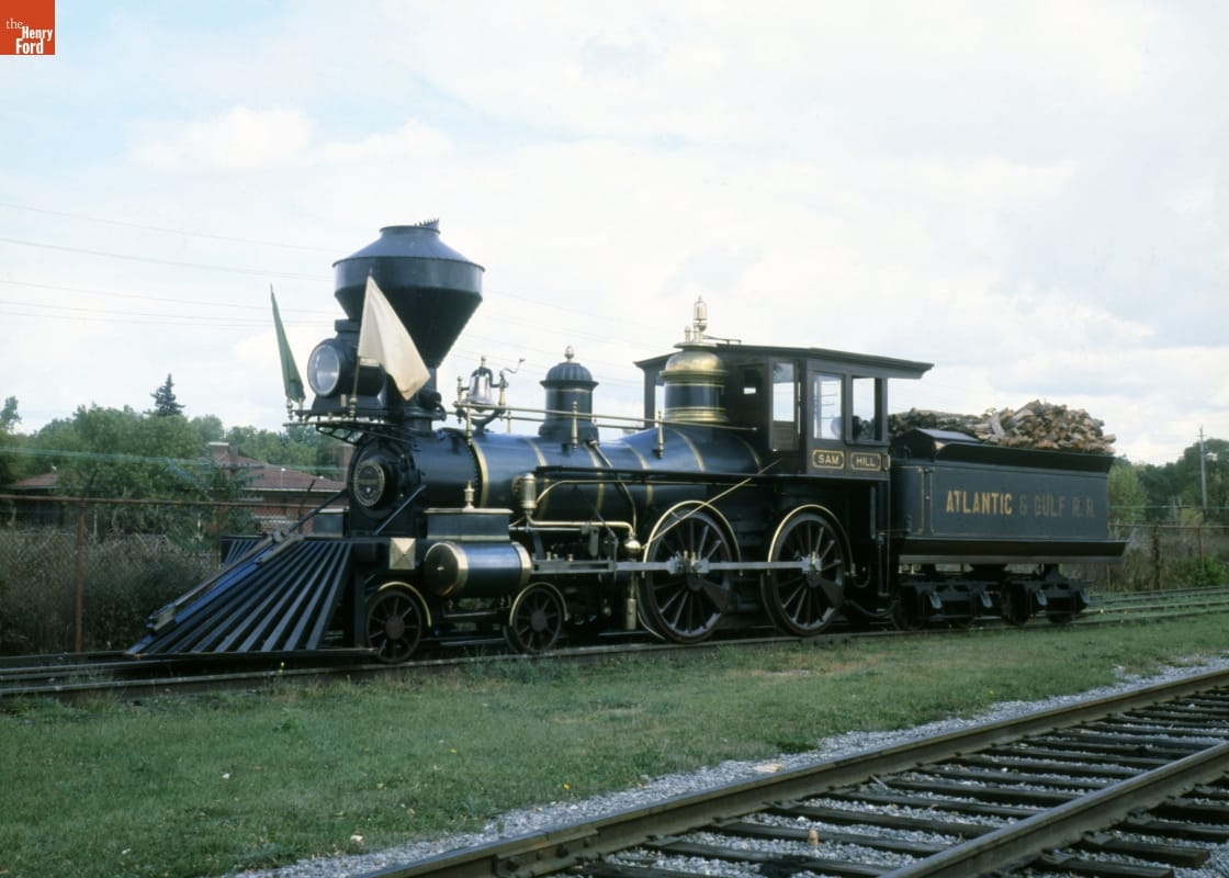 Locomotive on train tracks