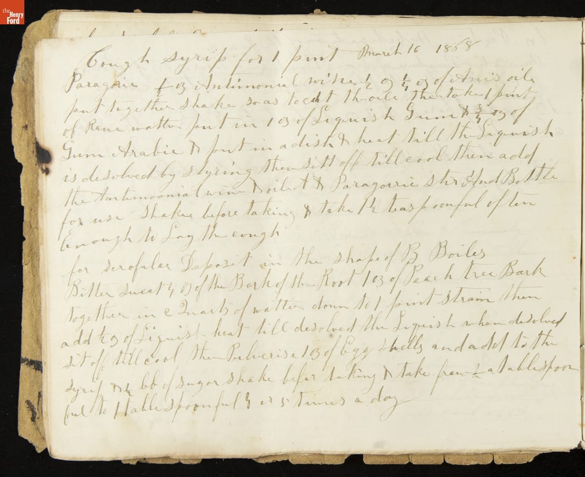 Receipt Book, Physician's Recipes, 1864-1868 / page 58 Page with hand-written cursive text