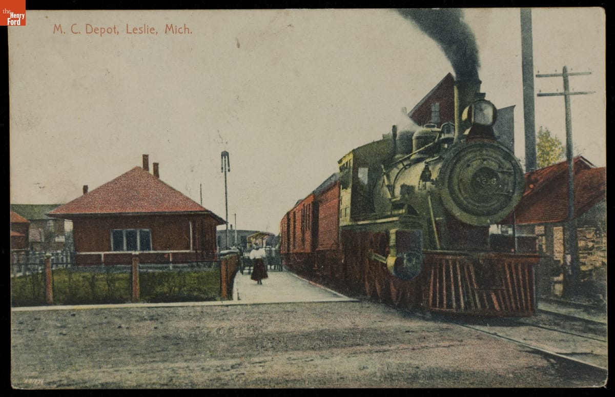 Michigan Central Railroad Depot, Leslie, Michigan, 1910