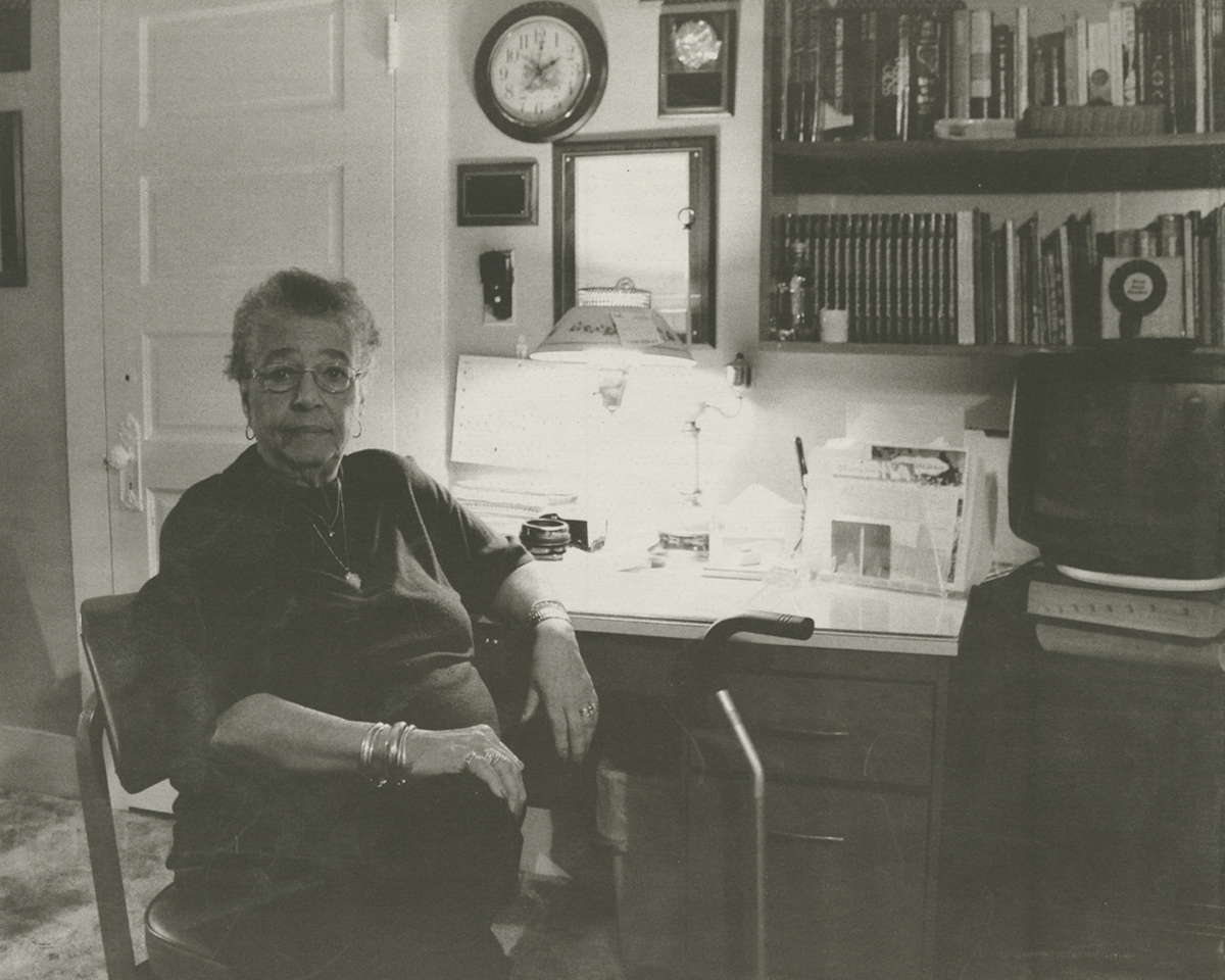Richie Jean Sherrod Jackson at desk
