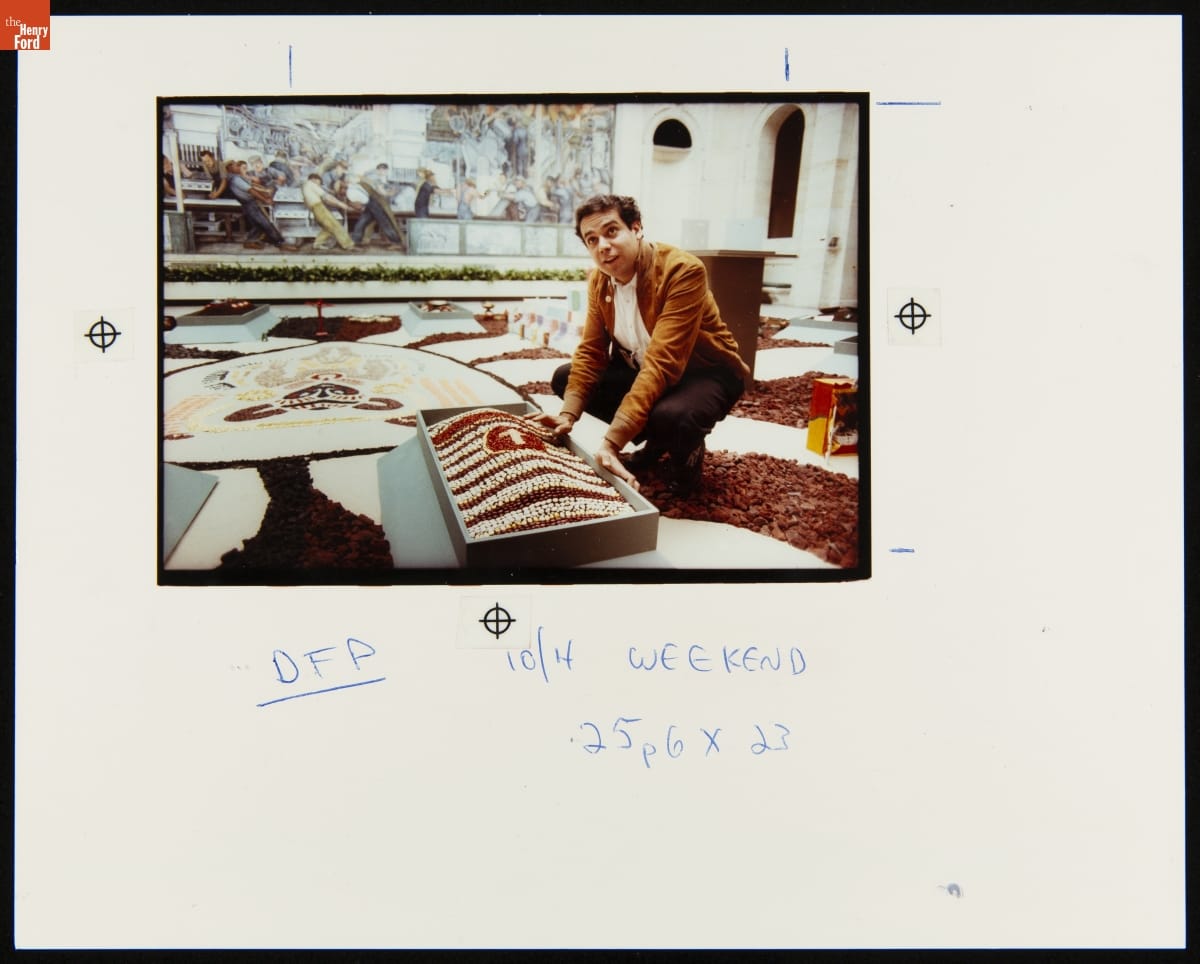 Juan Coronel Rivera, Grandson of Diego Rivera, Works on His "Day of the Dead" Exhibit in the Detroit Institute of Arts, 1991