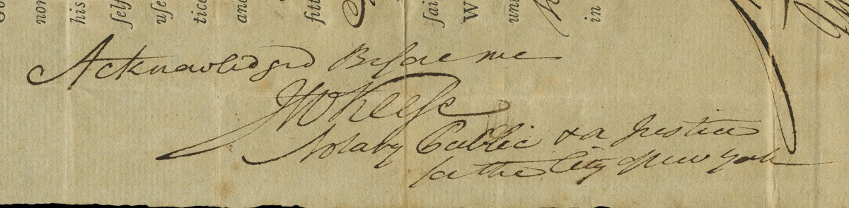 Portion of printed document showing handwritten, cursive text in margin along side