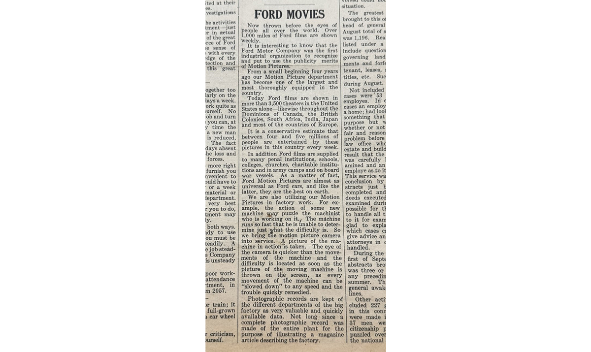 Article from “The Ford Man” periodical, September 20, 1917 / Image by staff of The Henry Ford  