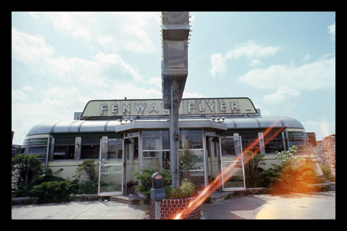The Fenway Flyer diner, as photographed by Dick Gutman in August 1971. This is the first photograph of a diner that Gutman took. 