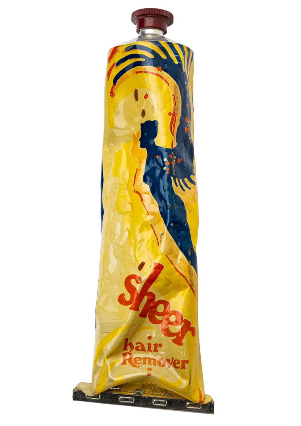 Sheer hair remover, circa 1928-1935. This depilatory cream used the now banned substance, Mercurochrome, a compound of mercury and bromine.