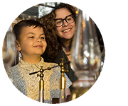 Mother and child in Edison Lab